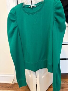 Rebecca Minkoff Emerald Green Puff-Sleeve Crewneck Sweatshirt